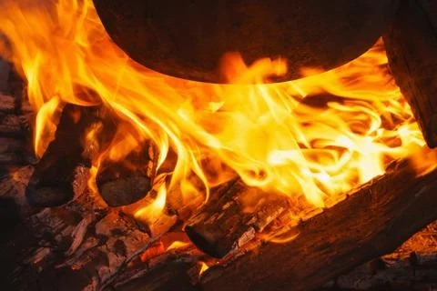 Flame of a bonfire Stock Photos