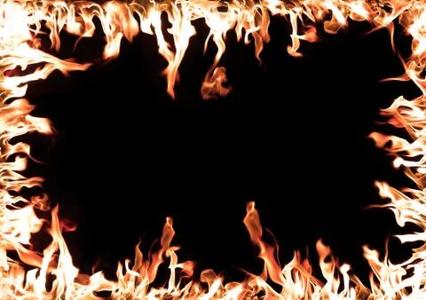 Flame Border on Black Background Stock Illustration