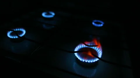Flame from the burner of a gas stove Stock-Footage 42492062