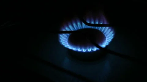 Flame from the burner of a gas stove Stockbeeldmateriaal 43100759