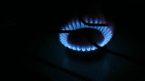 Flame from the burner of a gas stove Stockbeeldmateriaal 49708929