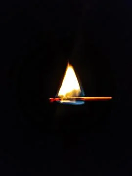 Flame of a burning match isolated close-up Stock Photos