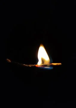 Flame of a burning match isolated close-up Stock Photos