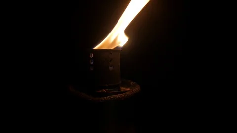 Flame of burning torch.In the dark, Dolly Zoom. Stock Footage 97768827