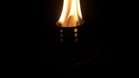 Flame of burning torch.In the dark, Dolly Zoom. Stock-Footage 97768898