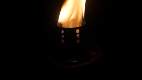 Flame of a burning torch. In the dark. Stock Footage 97768853