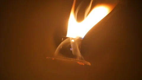 Flame of a burning torch. In the dark. Stock Footage 97769366