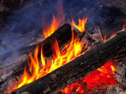 Flame of burning woods Stock Photos