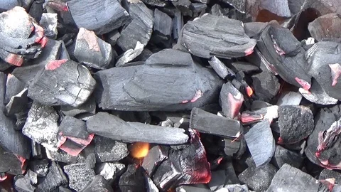 The flame burns on the coals Stock Footage 75241504