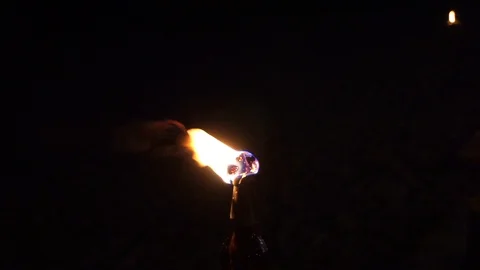 Flame burns out of decorative wine bottle torch 動画素材 111470386