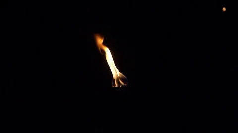 Flame burns out of decorative wine bottle torch Stock Footage 111471329