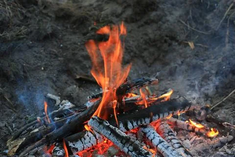 Flame of campfire Stock Photos