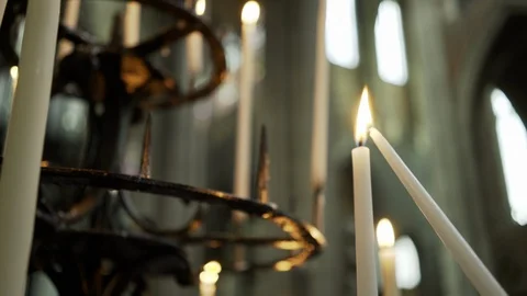 Flame of candle in candelabrum Stock Footage 96047522