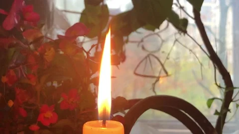Flame of candle ear window Stock Footage 141413311