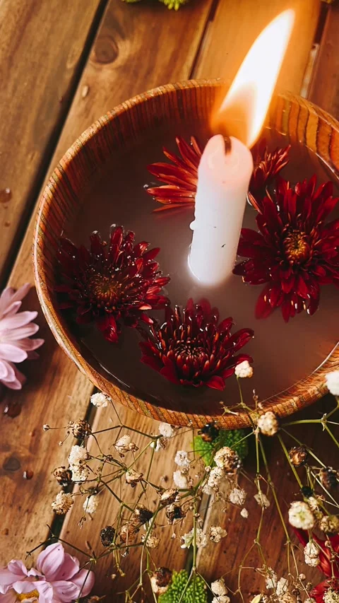 Flame, candles, holiday, rose, fire, flower, xmas, burning, beauty, candles Stock Footage 242796645
