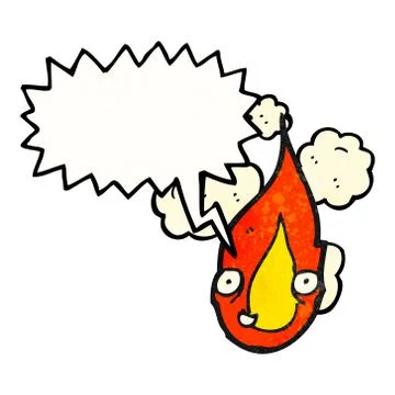 Flame cartoon character with speech bubble Illustrazione stock