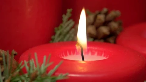 Flame on the Christmas candle Stock Footage 70458081
