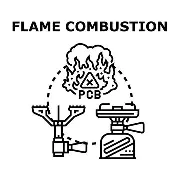 Flame combustion concept with camping gas stove danger Stock Illustration
