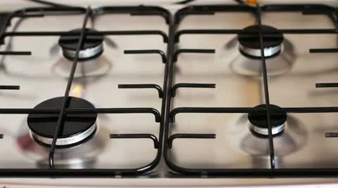 Flame cooker in the kitchen. Stock Footage 22045068