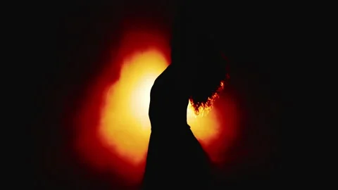 Flame dance silhouette woman magic spirituality Stock Footage 147252353