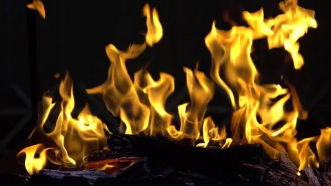 Flame on a dark background Stock Footage 89343777