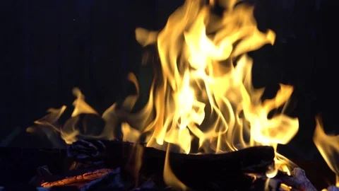 Flame on a dark background Video stock 89344016