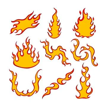 Flame decal set cartoon vector illustration Stock Illustration