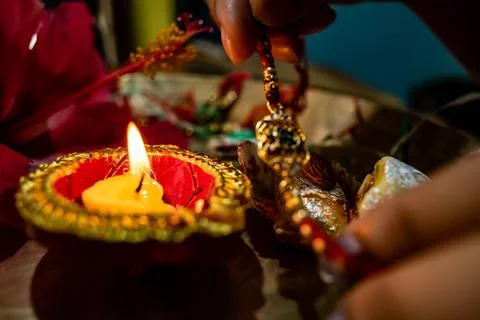 Flame of Devotion: A Ritual in Bloom Stock Photos