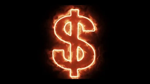Flame Dollar sign appear and burn loop animation background - new quality unique Stock Footage 81664730
