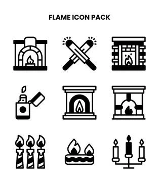 Flame DuoTone Design Icons Pack Stock Illustration
