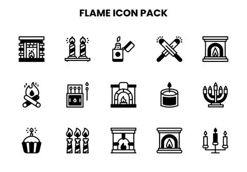 Flame DuoTone UI Icons Pack Stock Illustration