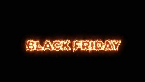 Flame Electric "BLACK FRIDAY" Text on the Black Background. Darken Mode. 4K Stock Footage 142317508