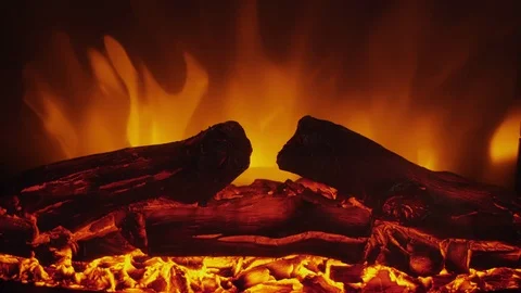Flame of electric fireplace Stock Footage 94173070