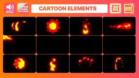 Flame Elements And Titles Stock After Effects