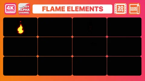 Flame Elements Pack Stock Footage 130739317
