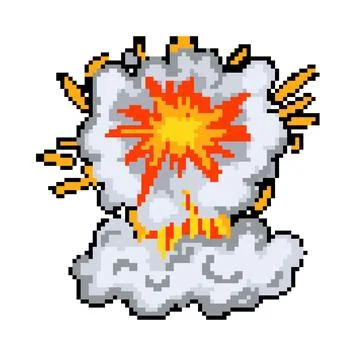 Flame explosion effect pixel art vector illustration Illustrazione stock