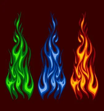 Flame that extends 3 colors Stock Illustration