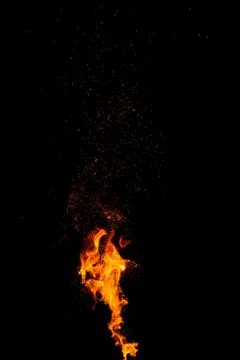 Flame of fire on a black background Stock Photos