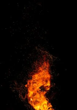 Flame of fire on a black background Stock Photos