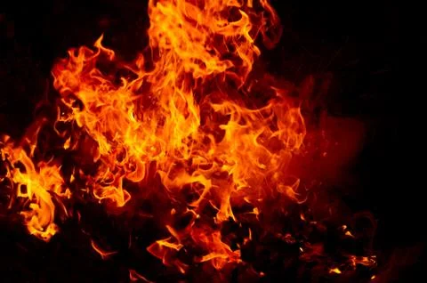 Flame of fire on a black background Stock-Fotos