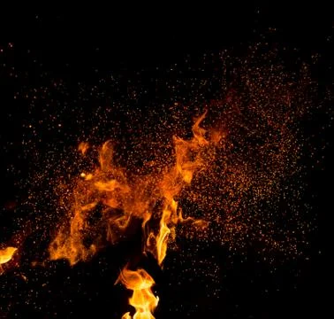 Flame of fire on a black background Stock Photos