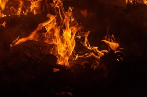 Flame of fire on a black background Stock Photos