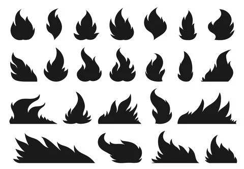 Flame fire black sign campfire fiery gas blazing Stock Illustration