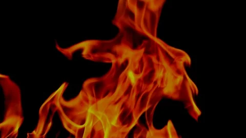 Flame fire burning on black background. Slow motion fire and smog glowing  Stock Footage 87912611