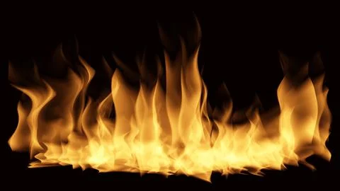 Flame of fire Burning on black background image Stock Illustration