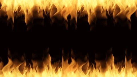 Flame of fire Burning on black background image Stock Illustration