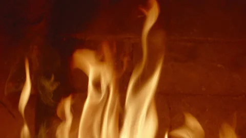 A flame of fire burns in the fireplace. Stock Footage 165826840