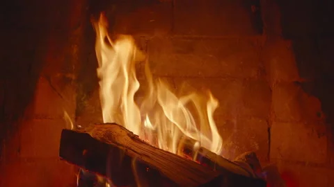 The flame of fire burns in the fireplace. Stock Footage 170833381