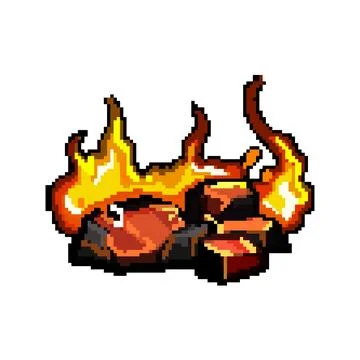 Flame fire charcoal pixel art vector illustration Illustrazione stock