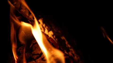 Flame, the fire in the fireplace. Close up Video stock 34149453